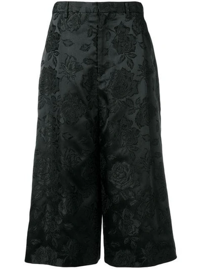 Comme Des Garçons Floral Jacquard Culottes In Black