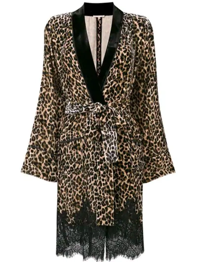 Gold Hawk Leopard Print Velvet Jacket - Brown