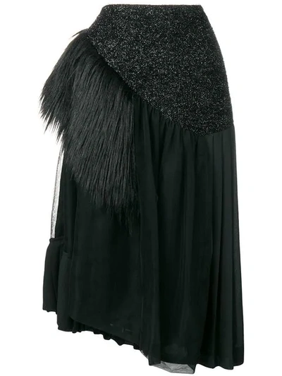 Simone Rocha Asymmetric Pleated Skirt - Black