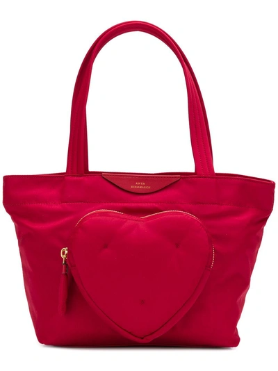 Anya Hindmarch Small Heart Tote Bag In Red