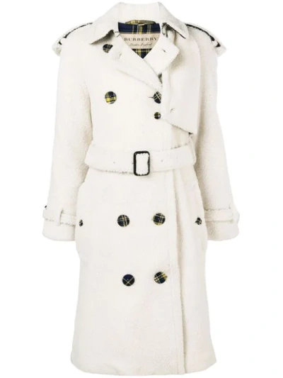 Burberry Double Breasted Trench Coat - White