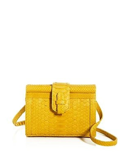 Ximena Kavalekas Carmen Python Convertible Belt Bag In Mustard Yellow/gold