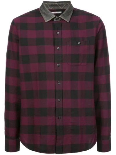 Michael Bastian Contrasting Collar Check Shirt - Red