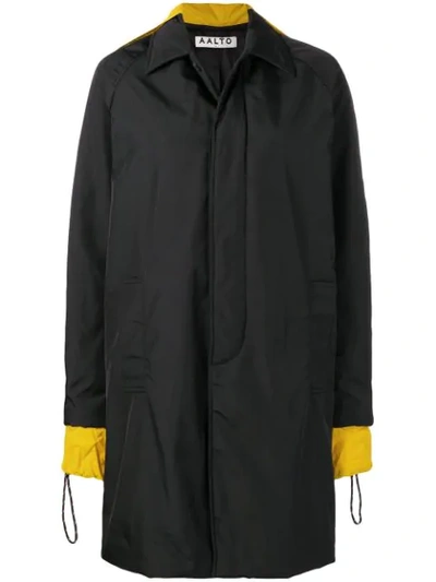 Aalto Contrasting Detail Button Coat In Black