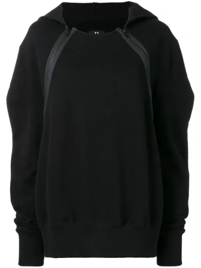 Yohji Yamamoto Oversized Zip Detail Sweatshirt In Black