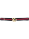 Gucci Elastic Double G Buckle Belt In Blue