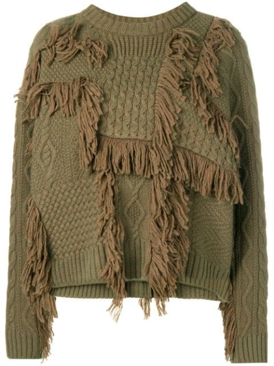 08sircus Fringe Detail Chunky Sweater - Green