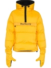 Burberry Popover Feather And Goose Down Hooded Jacket With Mittens - Yellow & Orange