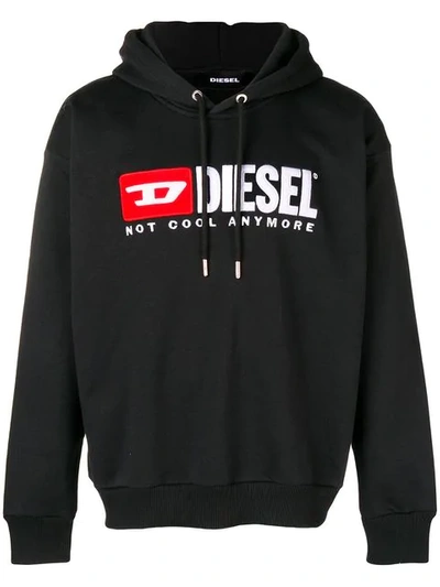 Diesel Front Logo Hoodie In Black