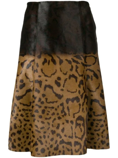 Ferragamo Animal Print Midi Skirt In Brown
