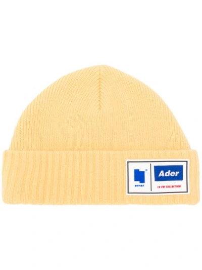 Ader Error Ribbed Knit Logo Beanie - Yellow