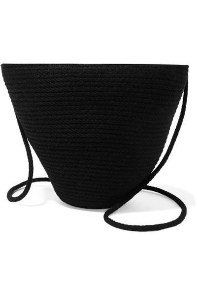 Catzorange Woven Cotton Bucket Bag In Black