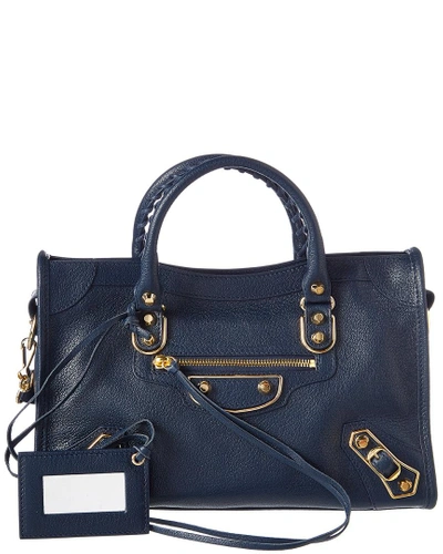 Balenciaga Classic Metallic Edge City Small Leather Shoulder Bag In Blue |  ModeSens
