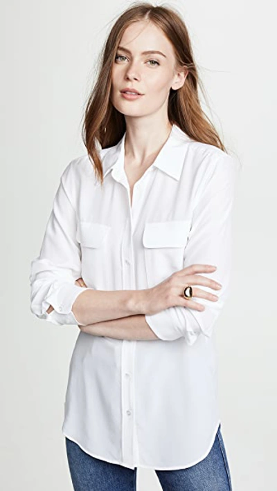 Equipment Slim Signature Blouse In Nature White