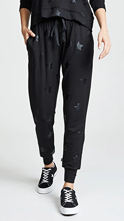 Terez Foil Printed Joggers In Black Star Foil/black