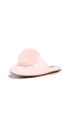 Minnie Rose Cashmere Pom Pom Slippers In Blush Pink