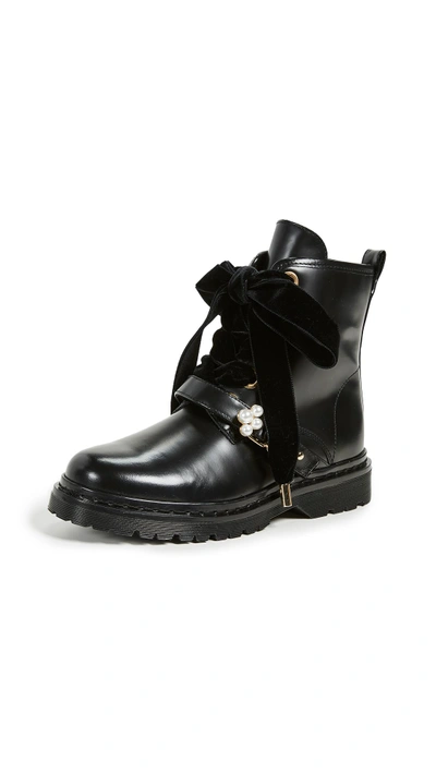 Mother Of Pearl Enzo Combat Boots In Black
