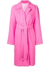 Helmut Lang Disco Pink Belt Tie Wool Coat