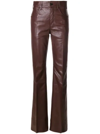 Prada Flared High Waisted Trousers In Red