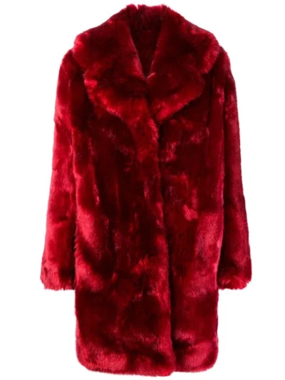 La Seine & Moi Louve Faux Fur Coat In Red