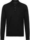 Prada Worsted Wool Polo Shirt In Black