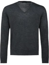 Prada V-neck Sweater In Grey