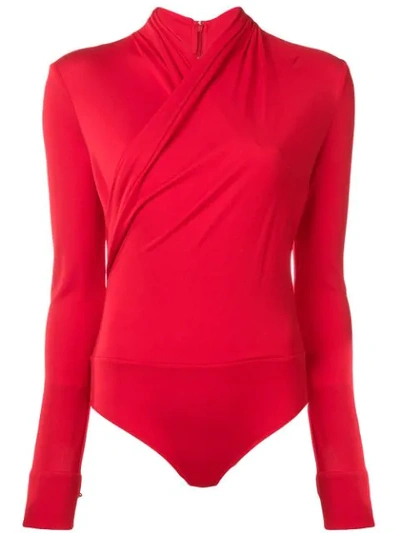 Versace Wrap Around Bodysuit In Red
