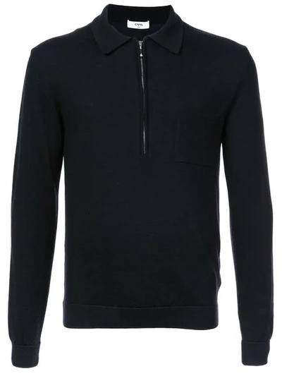 Cmmn Swdn Zipped Polo Shirt In Black