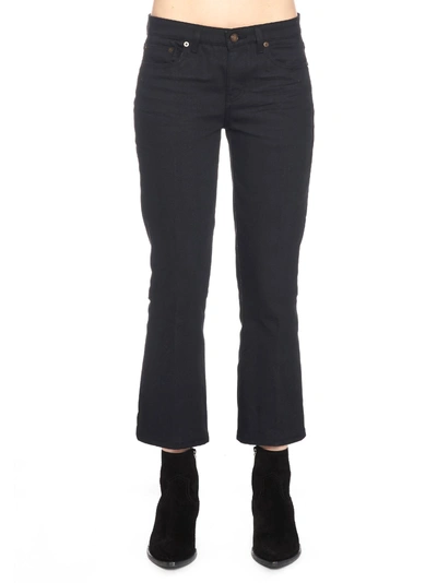 Saint Laurent Bootcut Cropped Jeans In Black