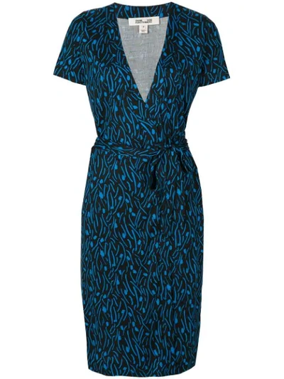 Diane Von Furstenberg Embroidered Wrap Dress In Black