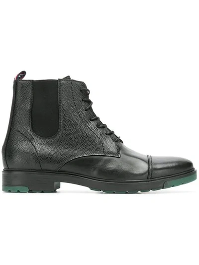 Tommy Hilfiger Lace Up Ankle Boots In Black