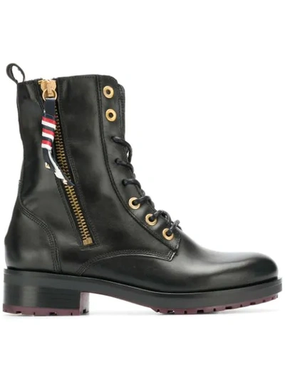 Tommy Hilfiger Military Ankle Boots In Black