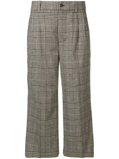 Bellerose Crop Checkered Trousers In Grey