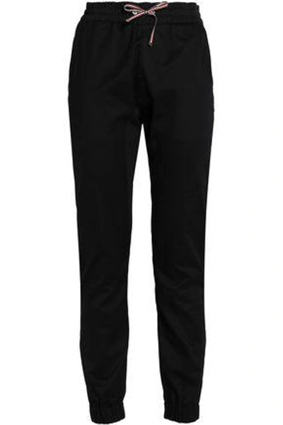 Moncler Woman Cotton-twill Track Pants Black