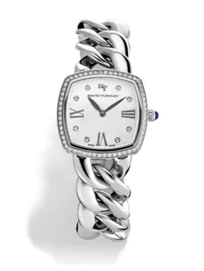 David Yurman Albion 27mm Stainless Steel Quartz Watch With Diamonds In Silver