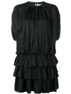 Saint Laurent Layered Mini Dress In Black
