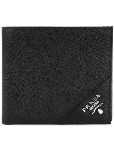 Prada Logo-plaque Folding Wallet In Black