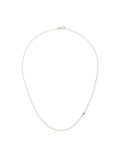 Lizzie Mandler Fine Jewelry 14kt Yellow Gold Floating Emerald Necklace In Green