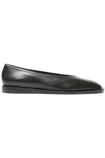 Marni Leather Ballet Flats In Charcoal
