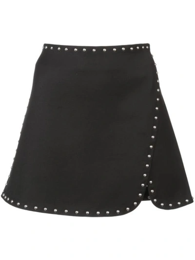 Helmut Lang Studded Overlap Mini Skirt In Black