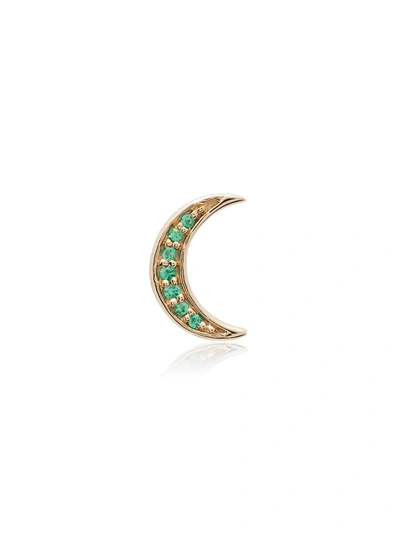 Andrea Fohrman 14k Yellow Gold Crescent Moon Emerald Earring In Green