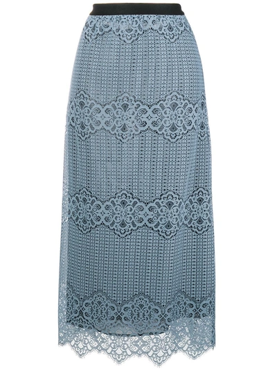 Pinko Lace Overlay Long Skirt In Blue