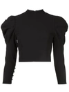 Alice And Olivia Mckayla Turtleneck Cropped Top In Black