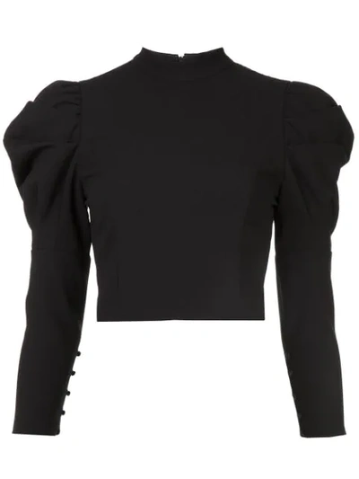 Alice And Olivia Mckayla Turtleneck Cropped Top In Black