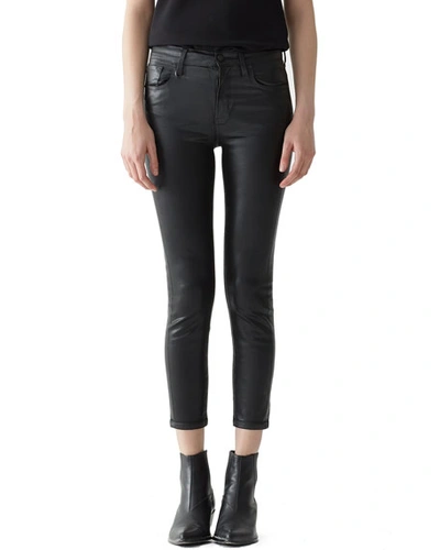 Agolde Sophie High-rise Skinny Leatherette Cropped Jeans In Black