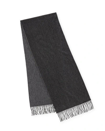 Begg & Co Reversible Cashmere Scarf W/fringe, Charcoal