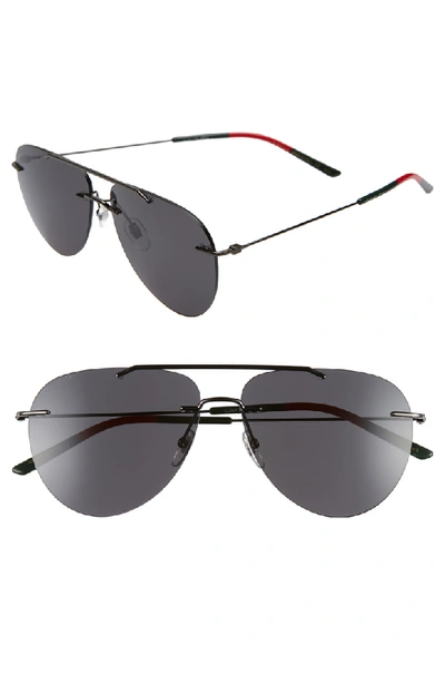 Gucci Men's Gg0397s001m Metal Aviator Sunglasses In Ruthenium