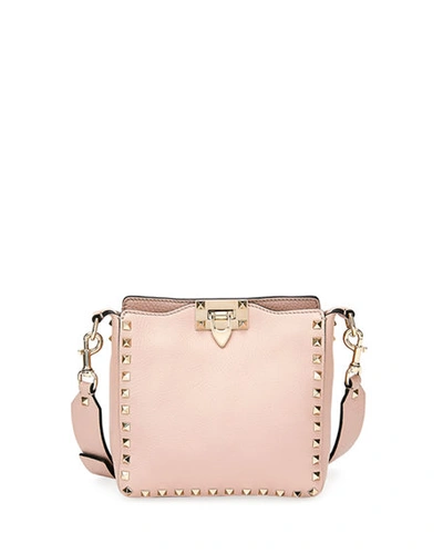 Valentino Garavani Rockstud Mini Vitello Stampa Leather Hobo Bag In Light Pink
