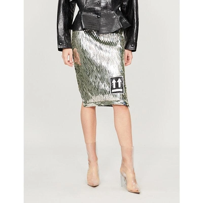 Off-white Contrast-patch Sequinned Skirt In Black