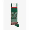Gucci Fair Isle Jacquard Cotton-knitted Socks In Green